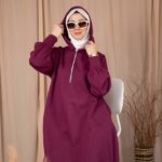 قفطان شتوي مع طاقية وسحاب باليد