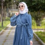 فستان جينز برباط جانبي